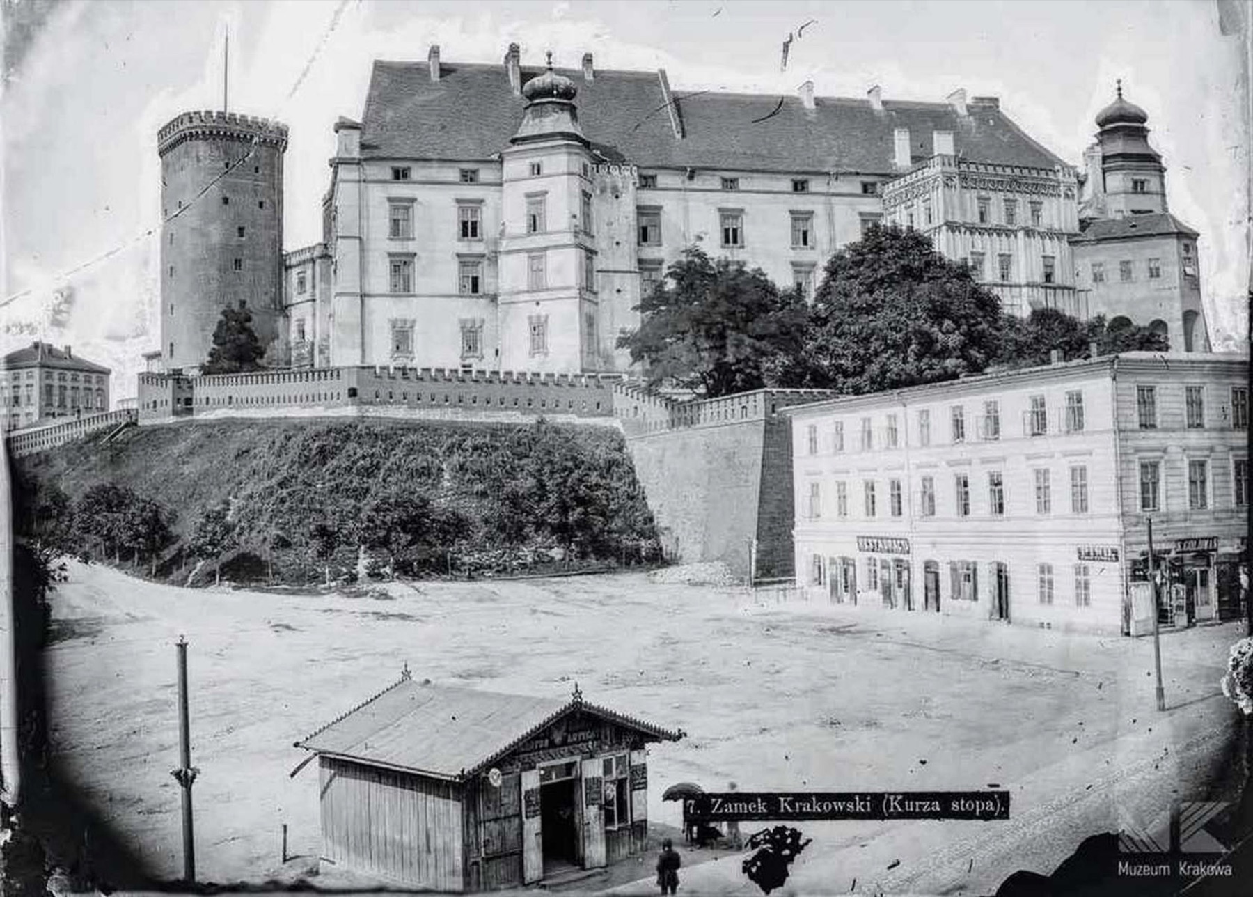 Wawel around 1870, seen from the Dębno house.
