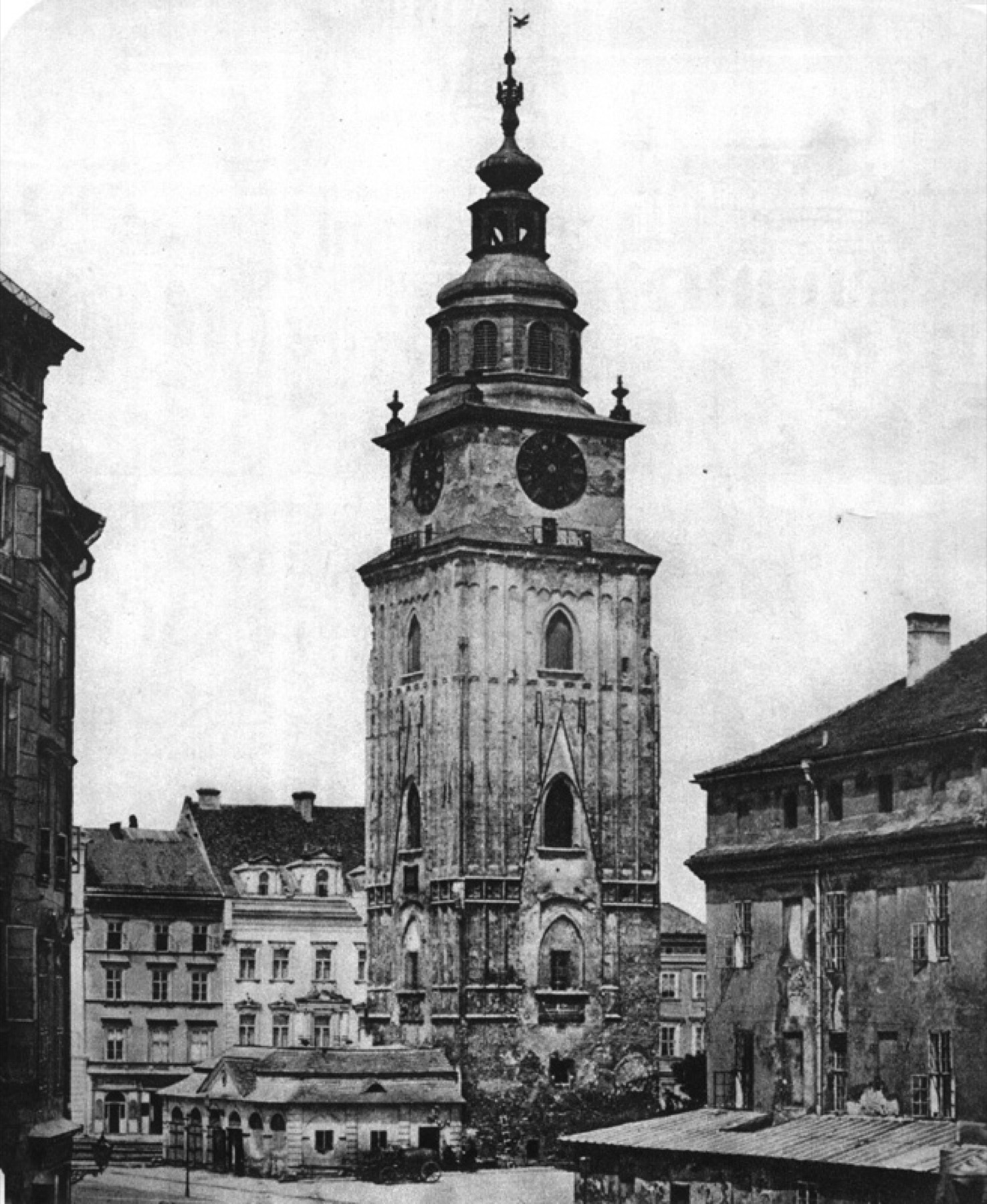 The Town Hall Tower in Kraków around 1870.